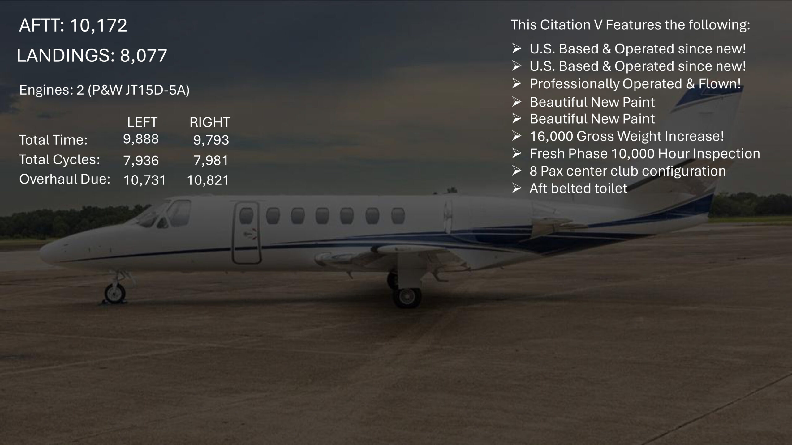 Citation V N217GL Specs-2